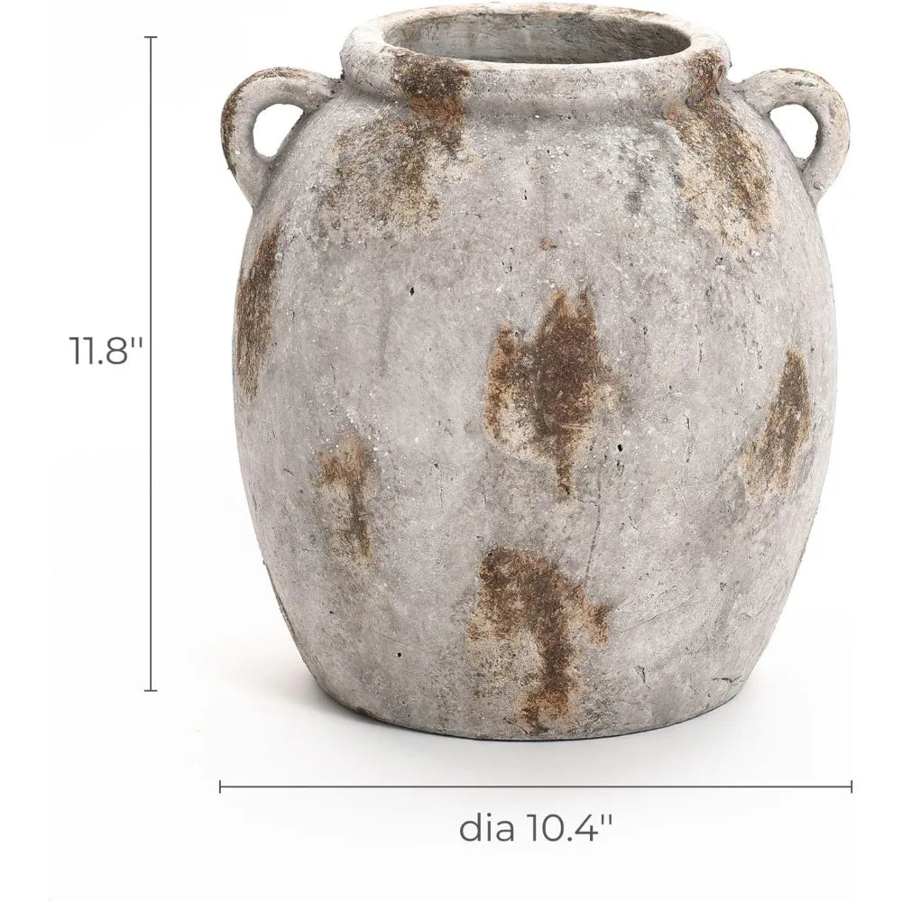 Ceramic Flower Vase12'' Mottled Brown and White Vase