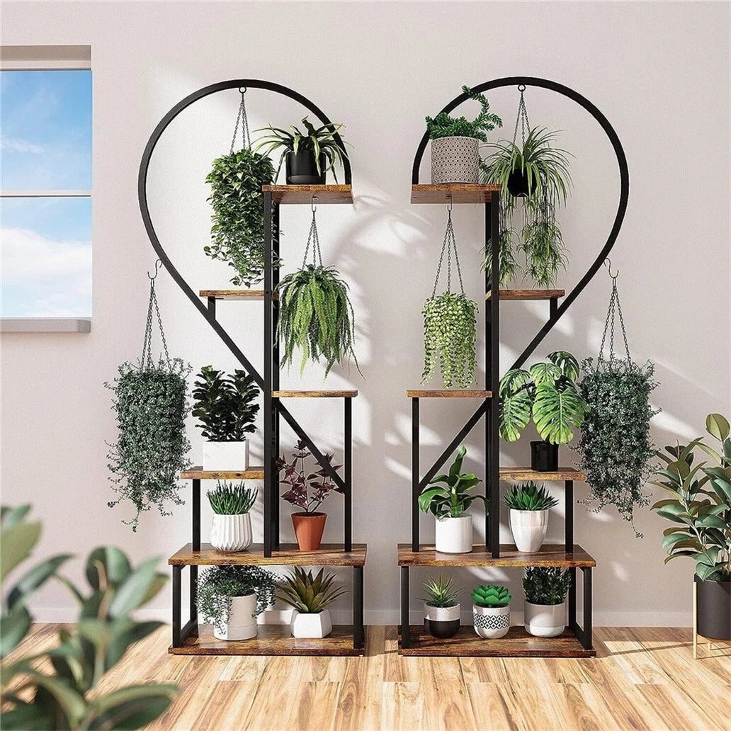 Plant Stand Half Heart Shaped Multiple Planter Rack