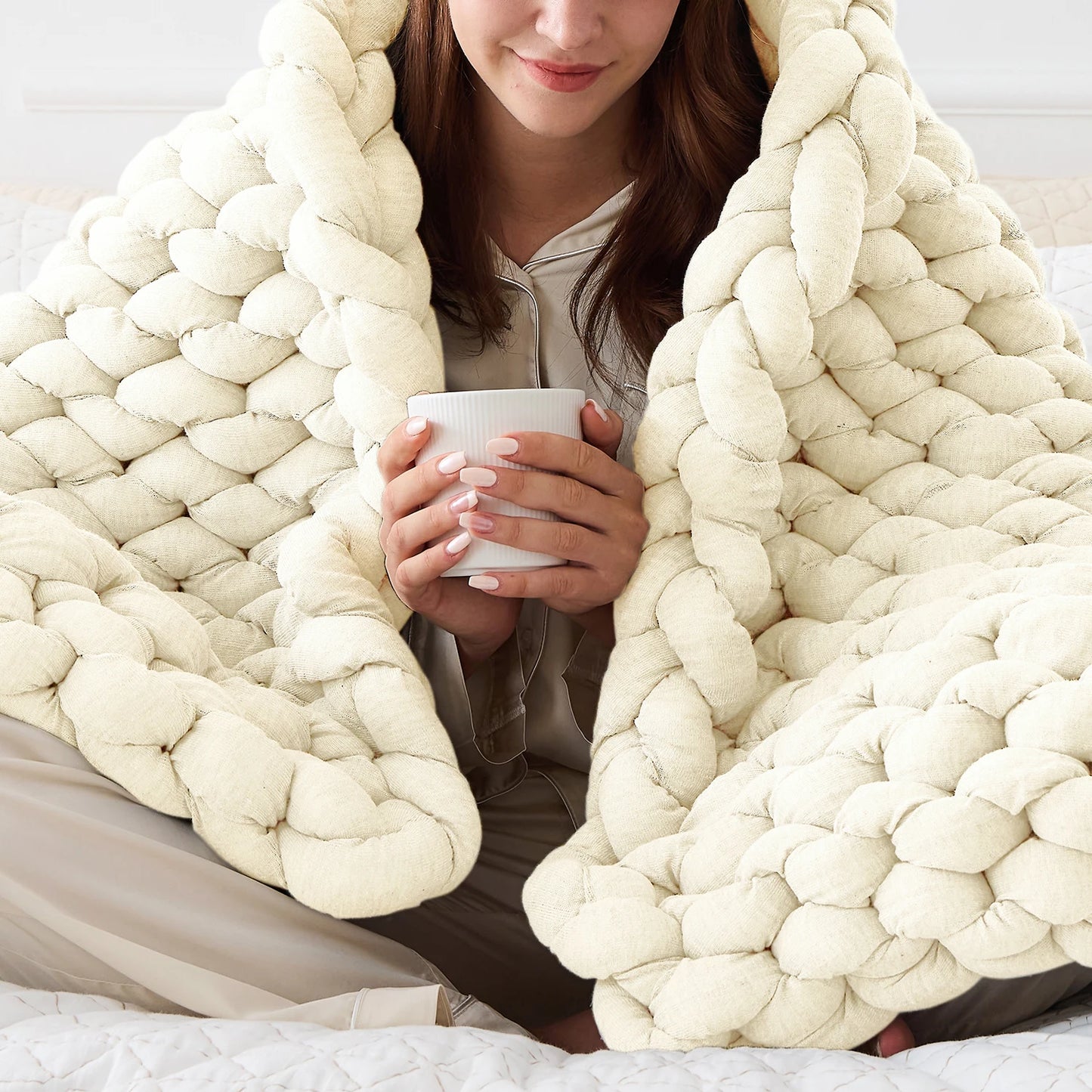 Simple&Opulence Handmade Chunky Knit Weighted Blanket