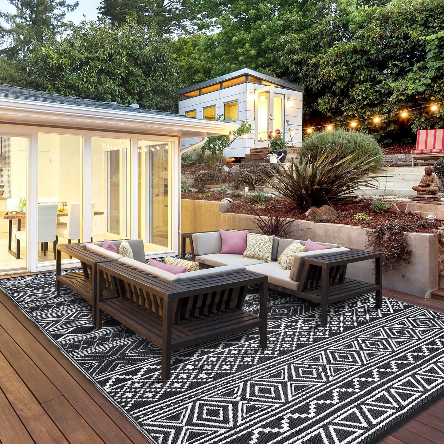 Outdoor Rug Waterproof Reversible Patio Rug Outside
