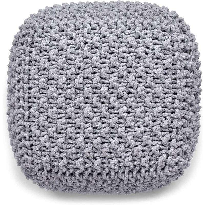 Square Pouf Ottoman | Cotton Braided Foot Stool