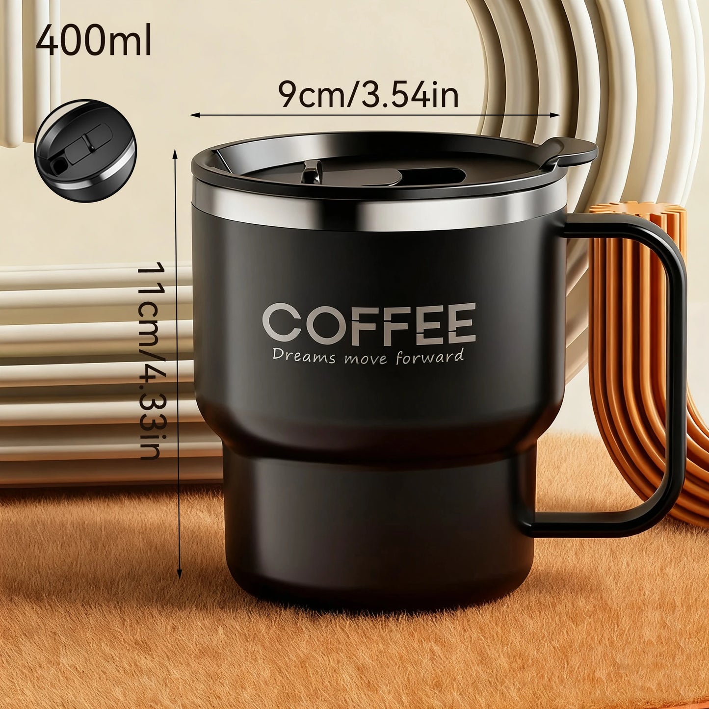 304 Stainless Steel Double Wall Insulated Coffee Cup With Handle