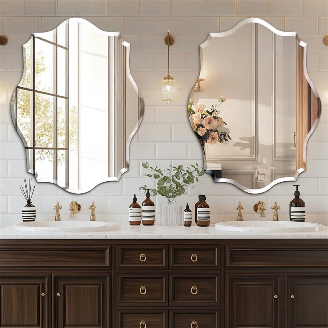 Frameless Wall Mirror Scallop Oval Mirror 28x20 inch/32x24inch