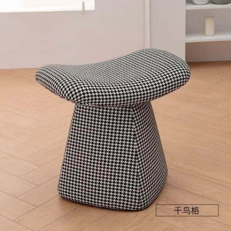 Nordic Ottoman Sitting Pouf Stool - Wooden Vanity Chair