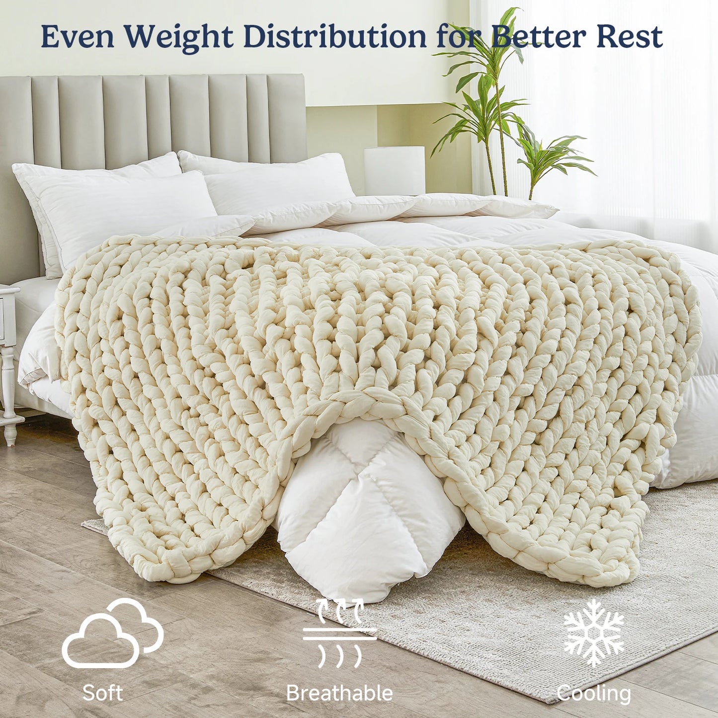 Simple&Opulence Handmade Chunky Knit Weighted Blanket