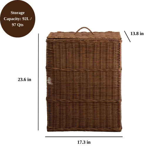 Rectangular Woven Resin Wicker Laundry Hamper 17.3" X 13.8" X 23.6"
