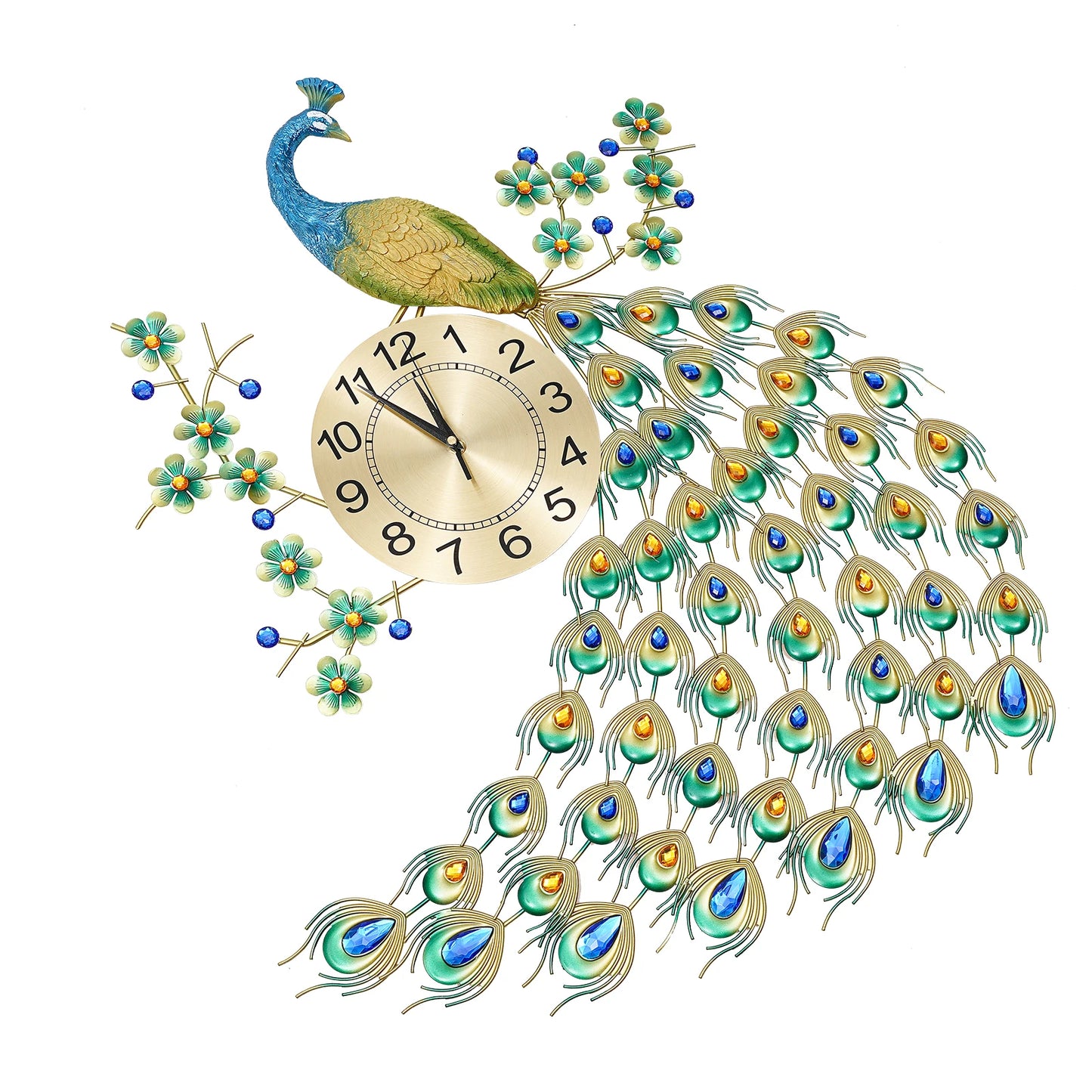 3D Peacock Hanging Clock Wall-mounted 70 * 65cm