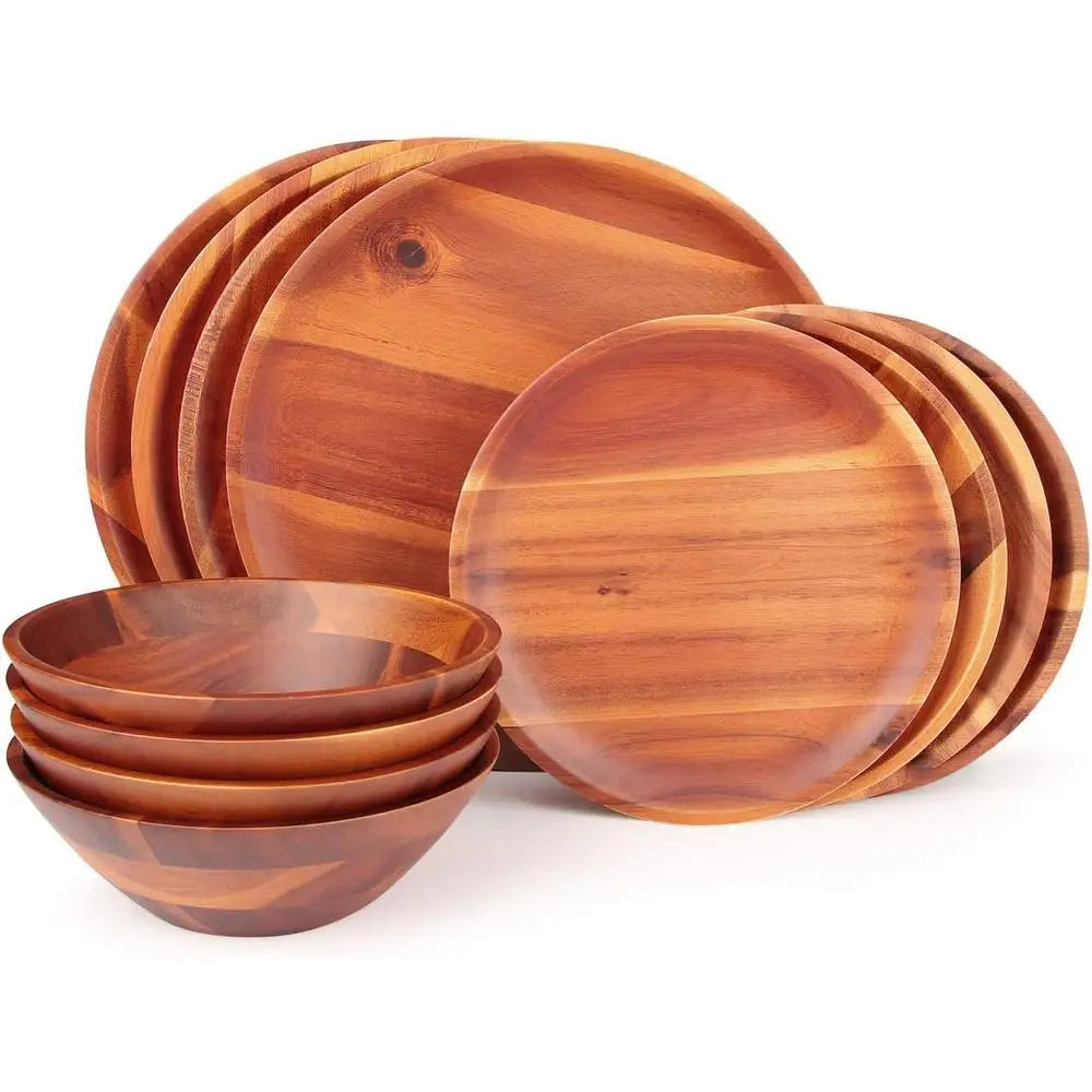 12pcs Acacia Wood Dinnerware Set