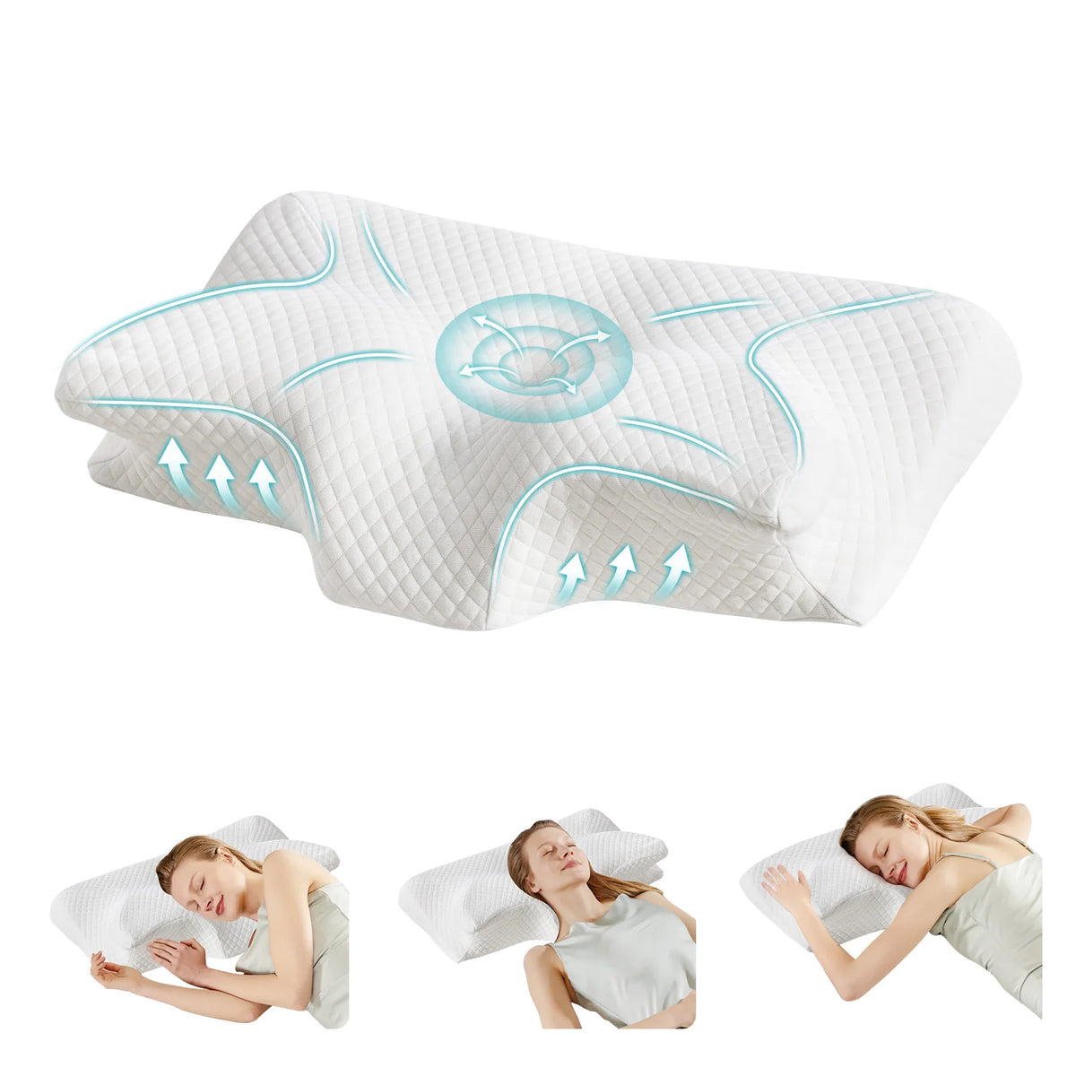 23.6" Largex13.8" Wide Cervical Neck Pillow Memory Foam