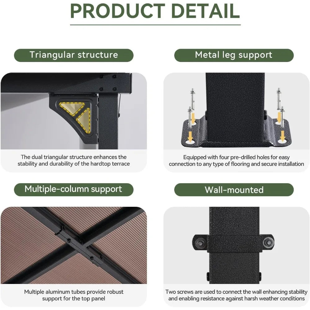 10' x 14', Gazebo with Sloped Roof, Large Wall-Mounted