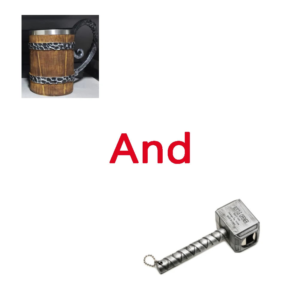 Viking Wood Style Beer Mug - Wooden Barrel Beer Cup Double Wall