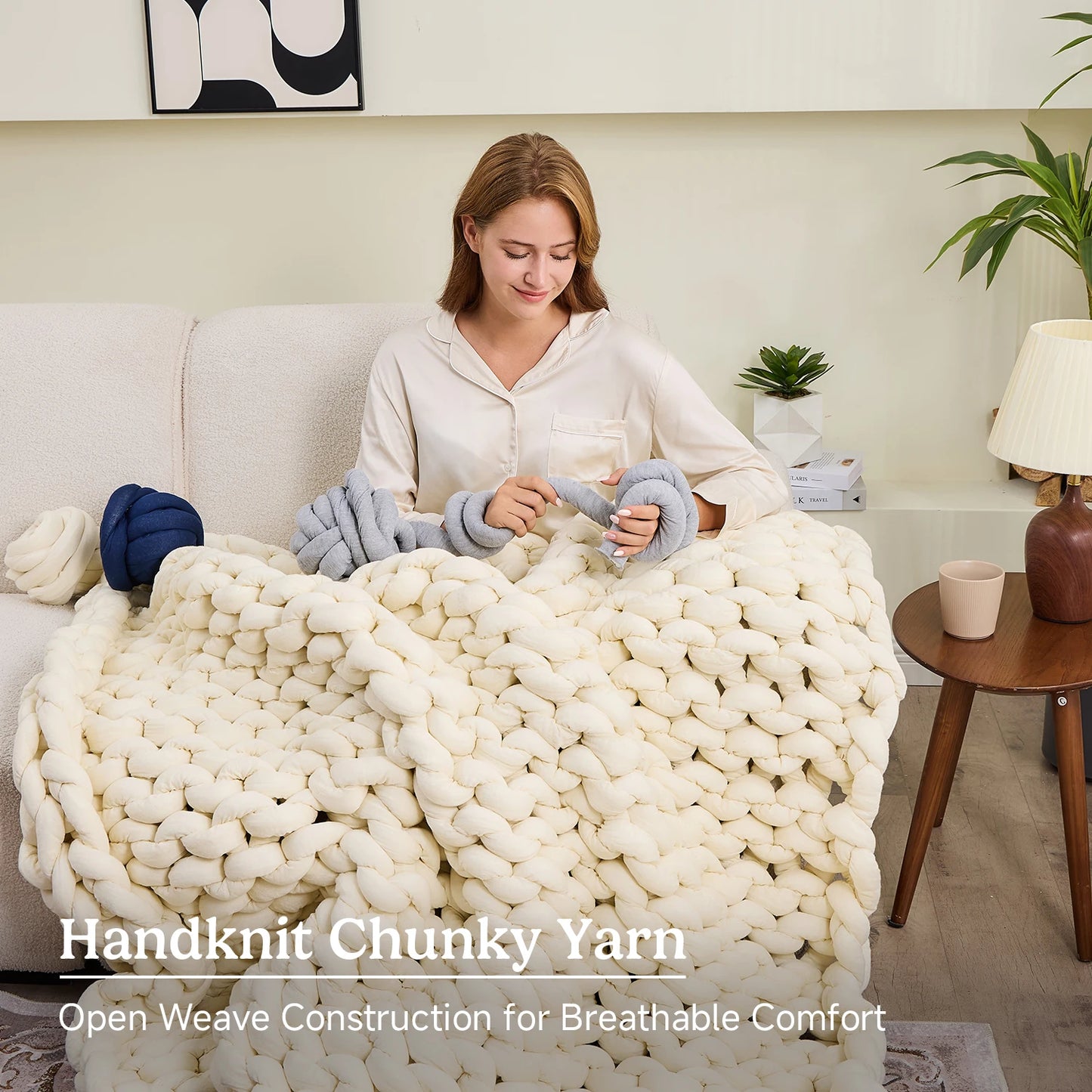Simple&Opulence Handmade Chunky Knit Weighted Blanket