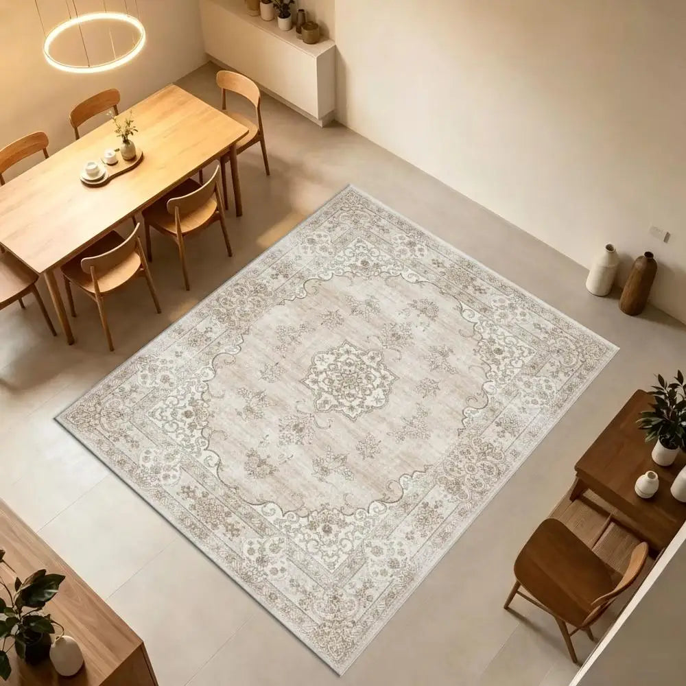 Vintage Beige Rug, Soft & Comfortable, All Seasons, Easy to Maintain
