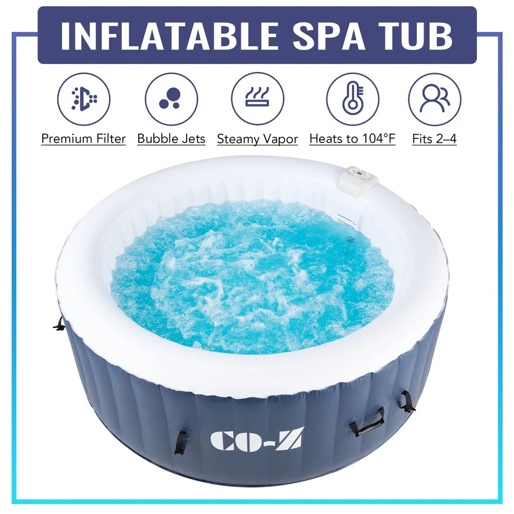 Inflatable Hot Tub 2-4 Adults with 120 Jets PVC Heated