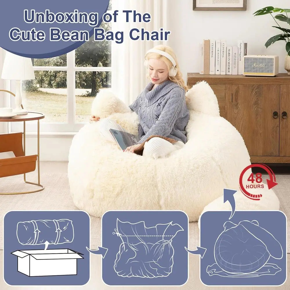 Giant Plush Faux Fur Bean Bag Chair -