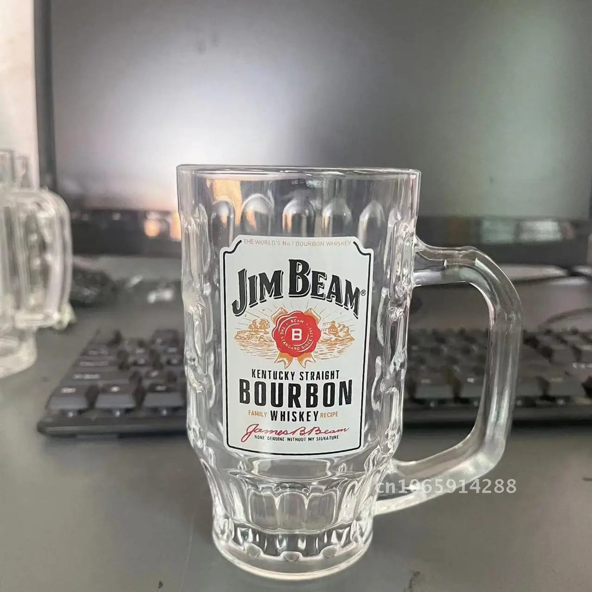 Glass Beer Mug with High-Footed Carved Flower Design 401-500ml