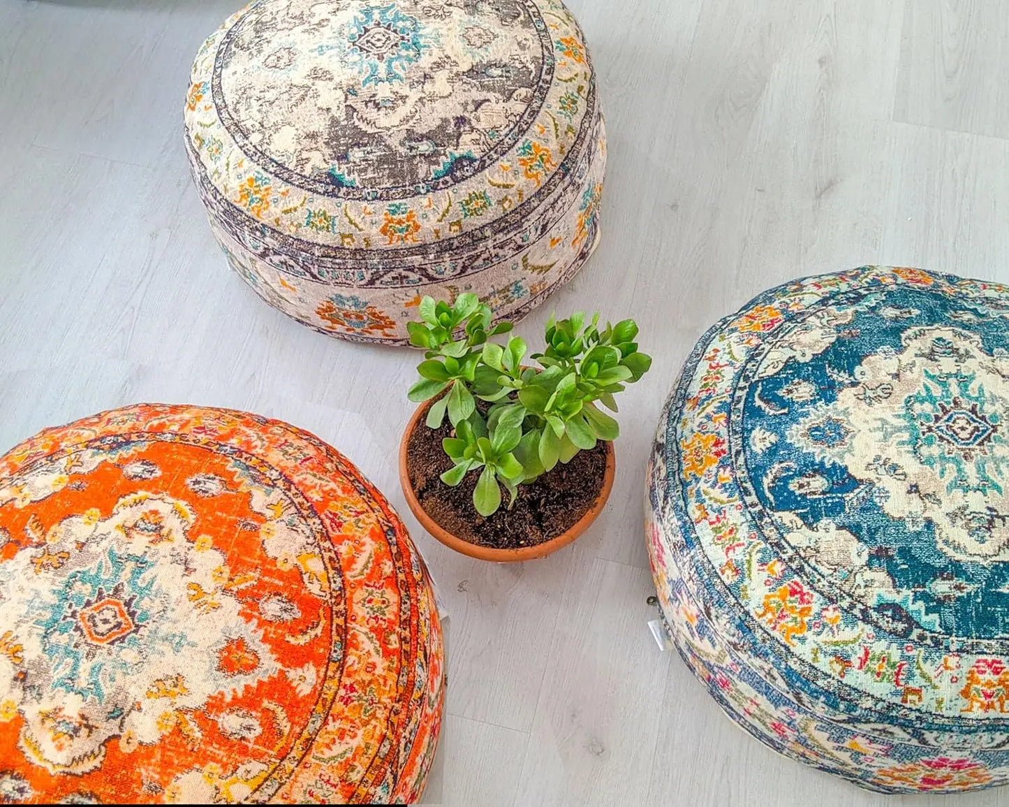 Moroccan Floor Pillow Cover Blue Round Floor Cushion Pouf