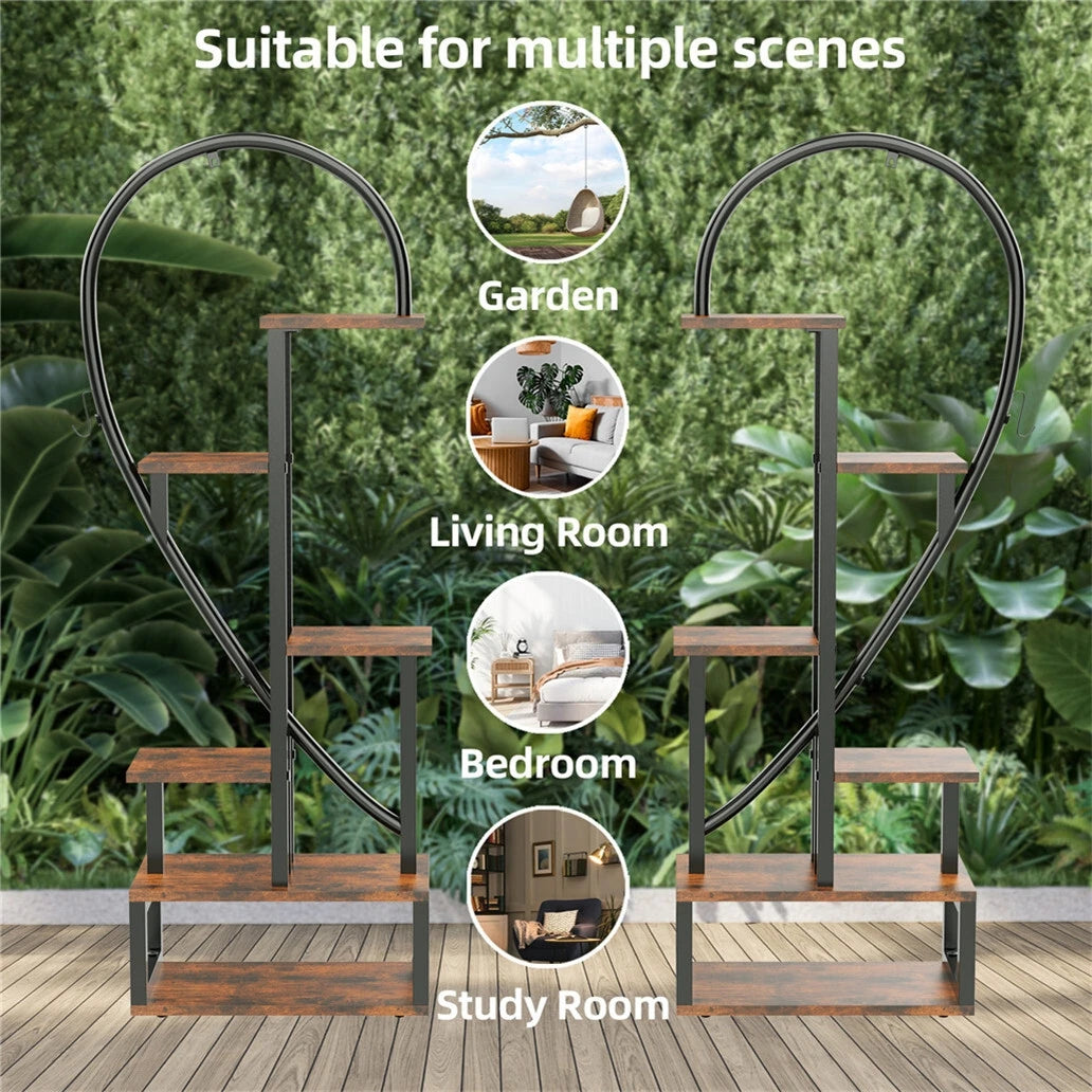 Plant Stand Half Heart Shaped Multiple Planter Rack