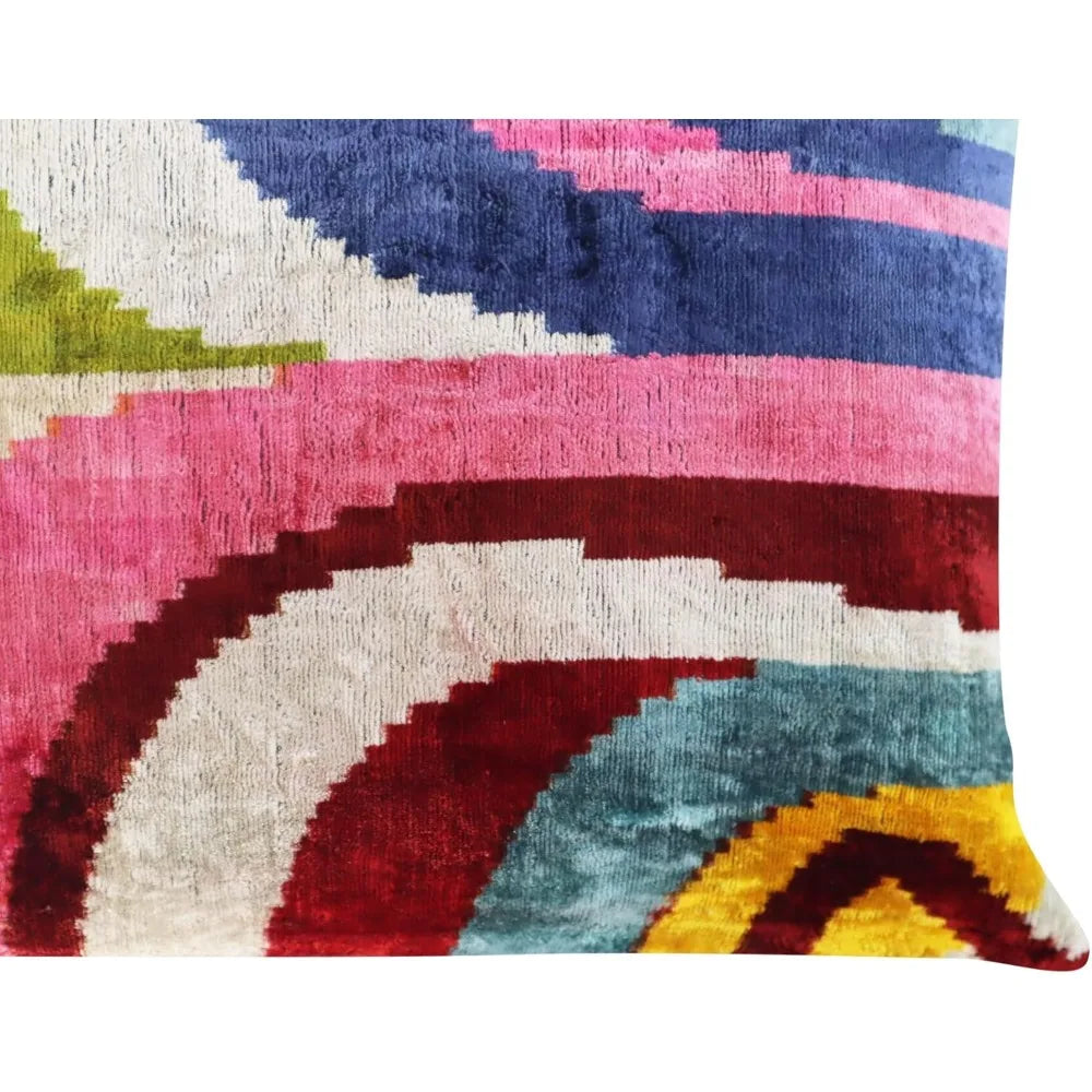Colorful Silk Velvet Throw Pillow - 16x24 Inches,