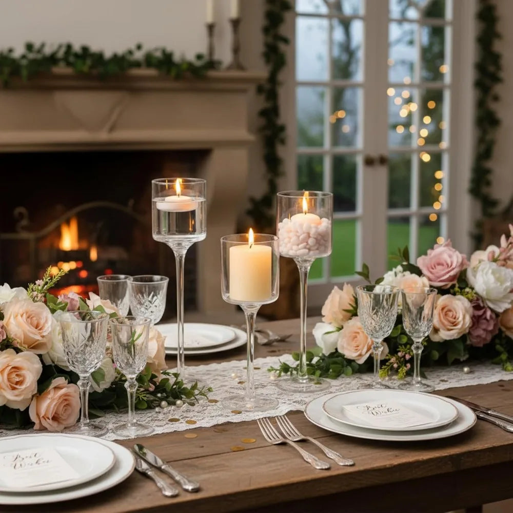 36 Pcs Tall Glass Candle Holder Clear Tea Light Candle Floating Holder