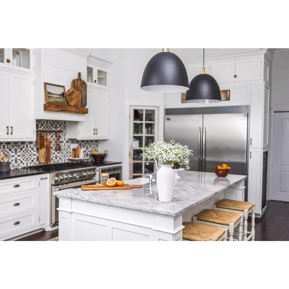 12 Inch White Ceramic Vase with White Baby's Breath