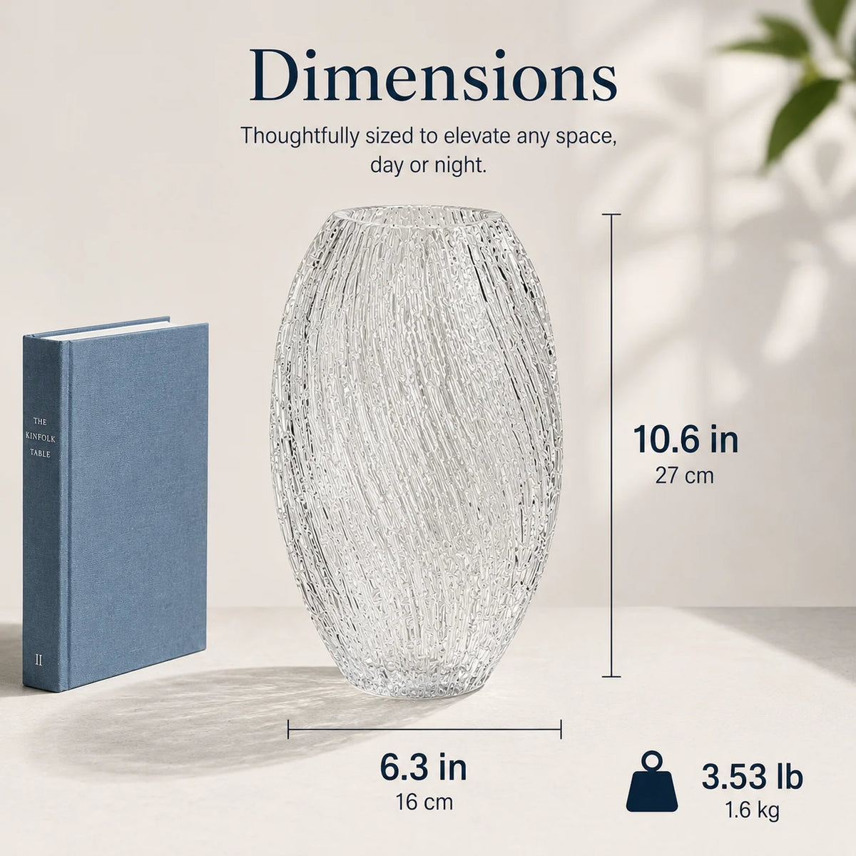 Handmade Glass Vase Glowing Wave Decor