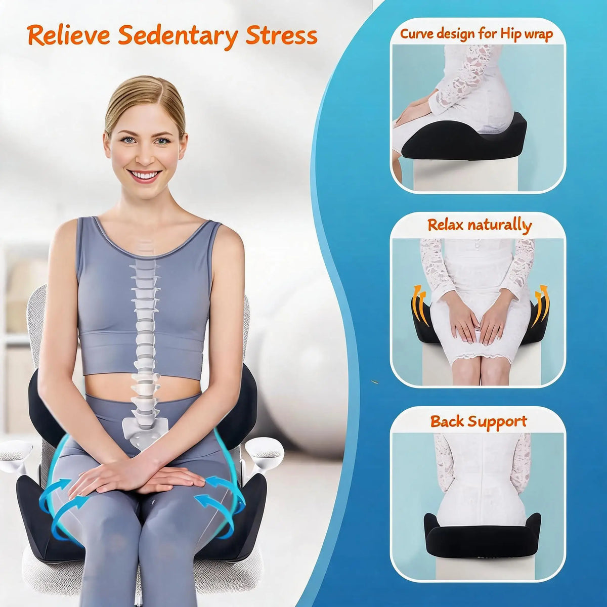 Orthopedic Memory Foam Seat Cushion & Lumbar Support