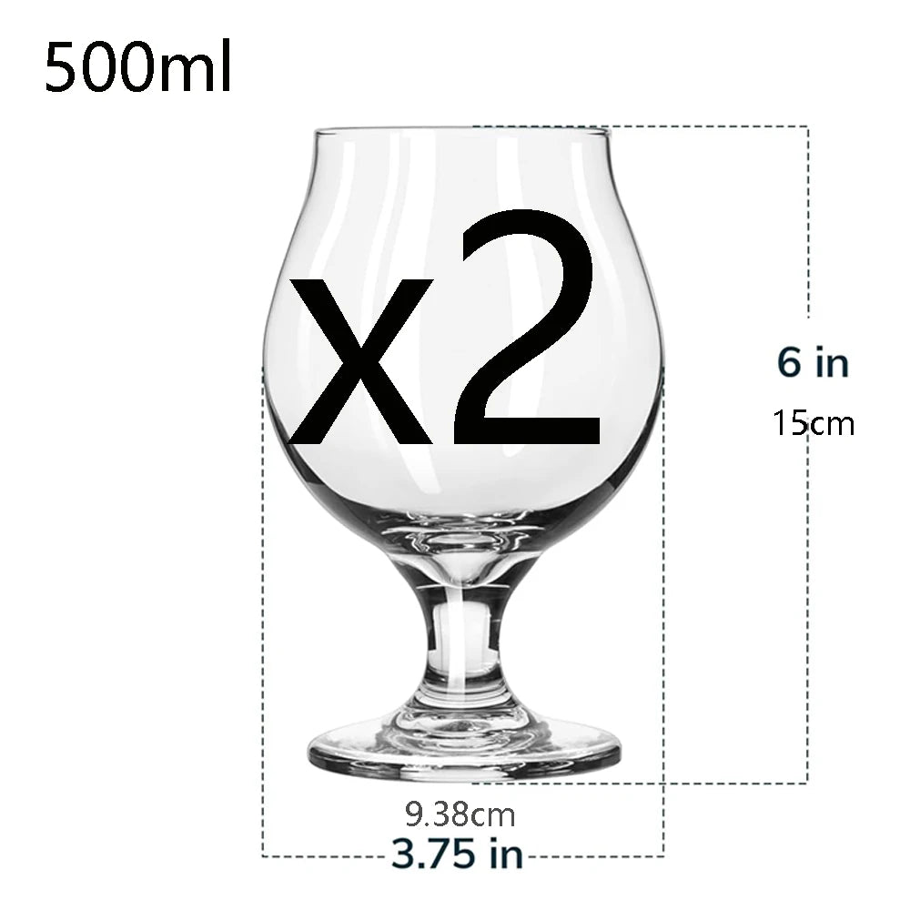 500ml Beer Glasses Classic Craft Goblet Glasses, Premium Tumbler Set, Pub, Unique Design Beer Glasses, Dishwasher Safe