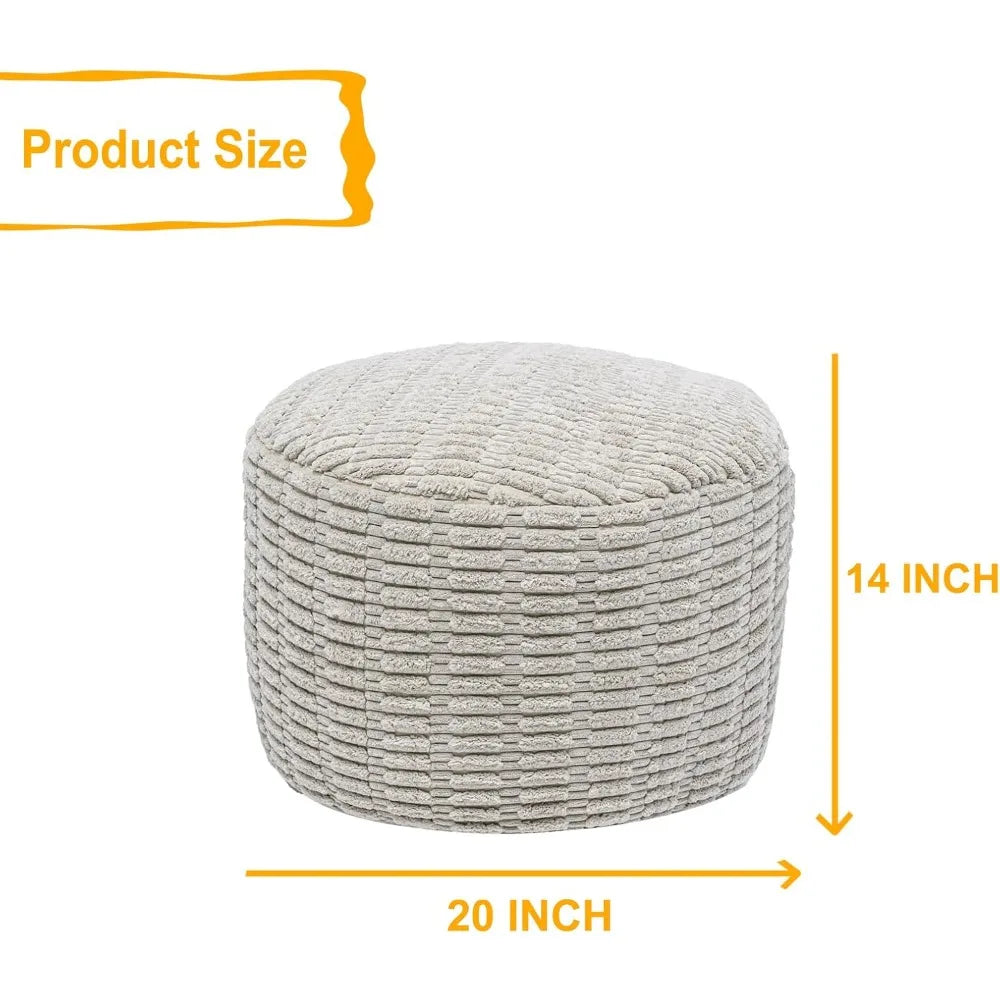 Round Ottoman Pouf Ottoman Foot Stool Seat Faux Fur