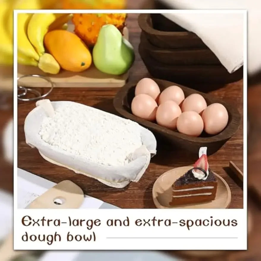20 Pcs Wooden Dough Bowls Bulk 8.6 Inch