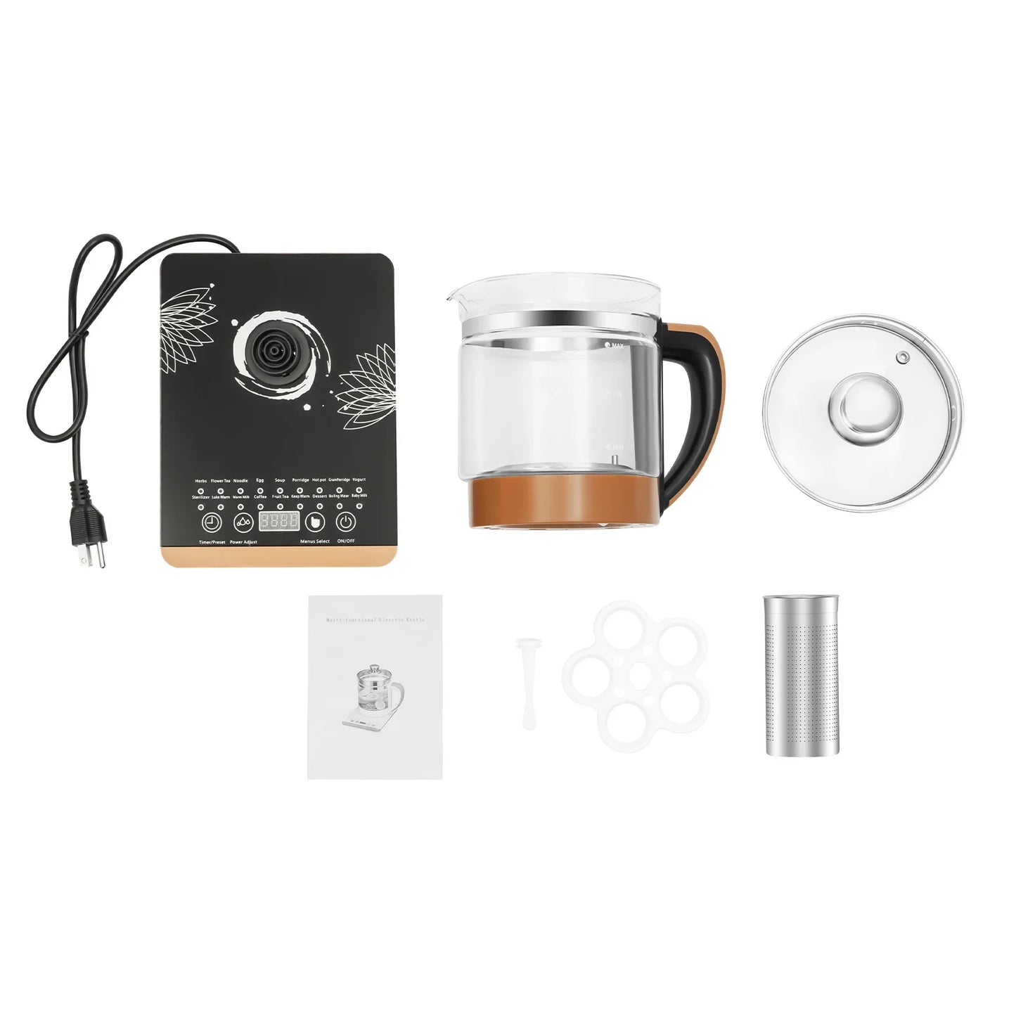 800W 1.8L Multifunctional Electric Glass Kettle
