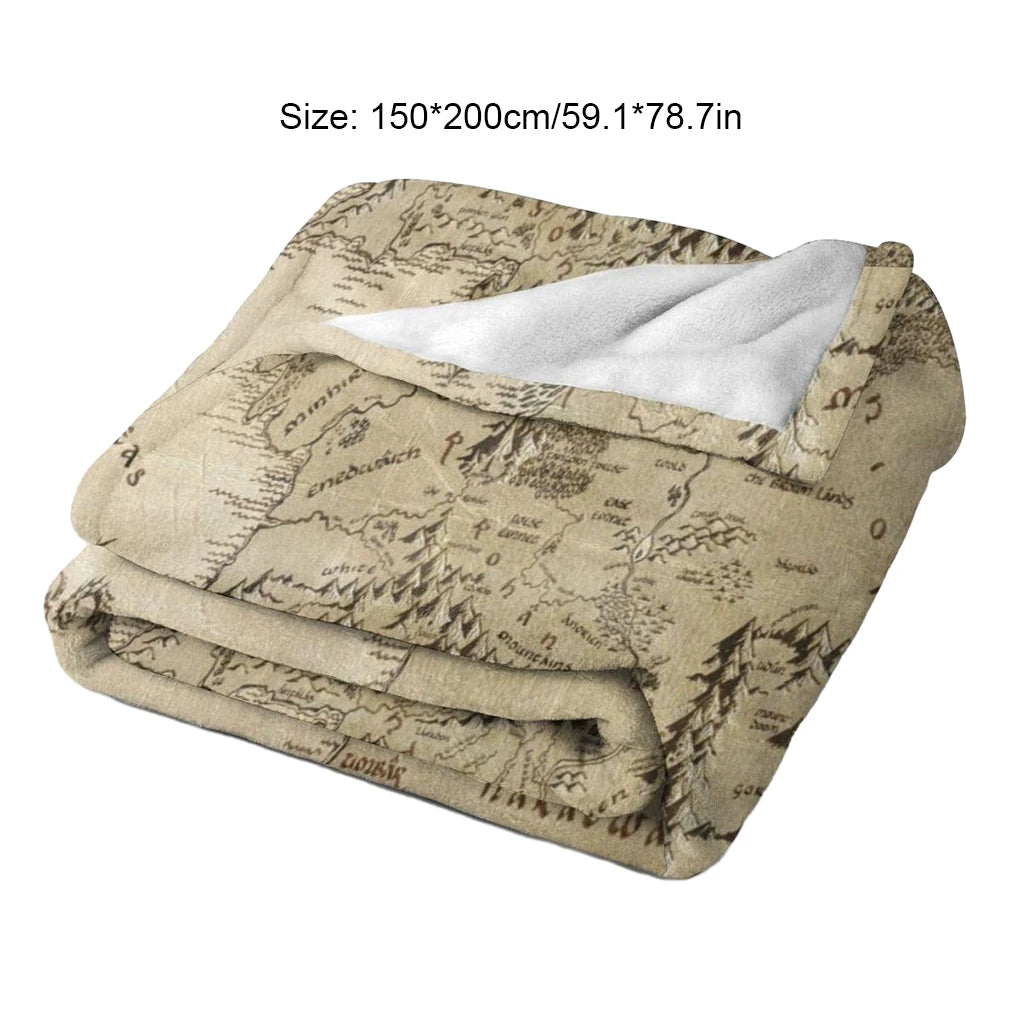 Lightweight Middle Earth Map Lord Of Ring Style Blanket