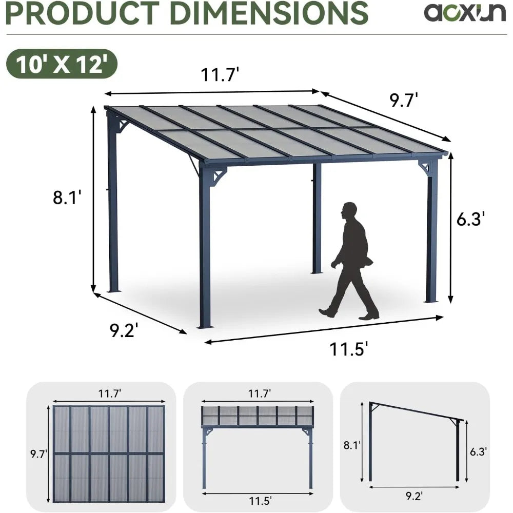 High quality-10' x 12' Gazebo w/ Sloped Roof,Wall-Mounted
