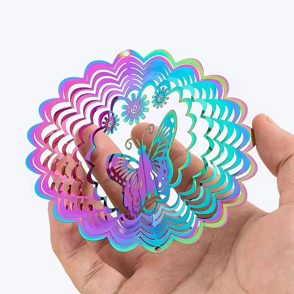 8pcs 3.9inch Colorful Wind Spinner 3D Stainless Steel
