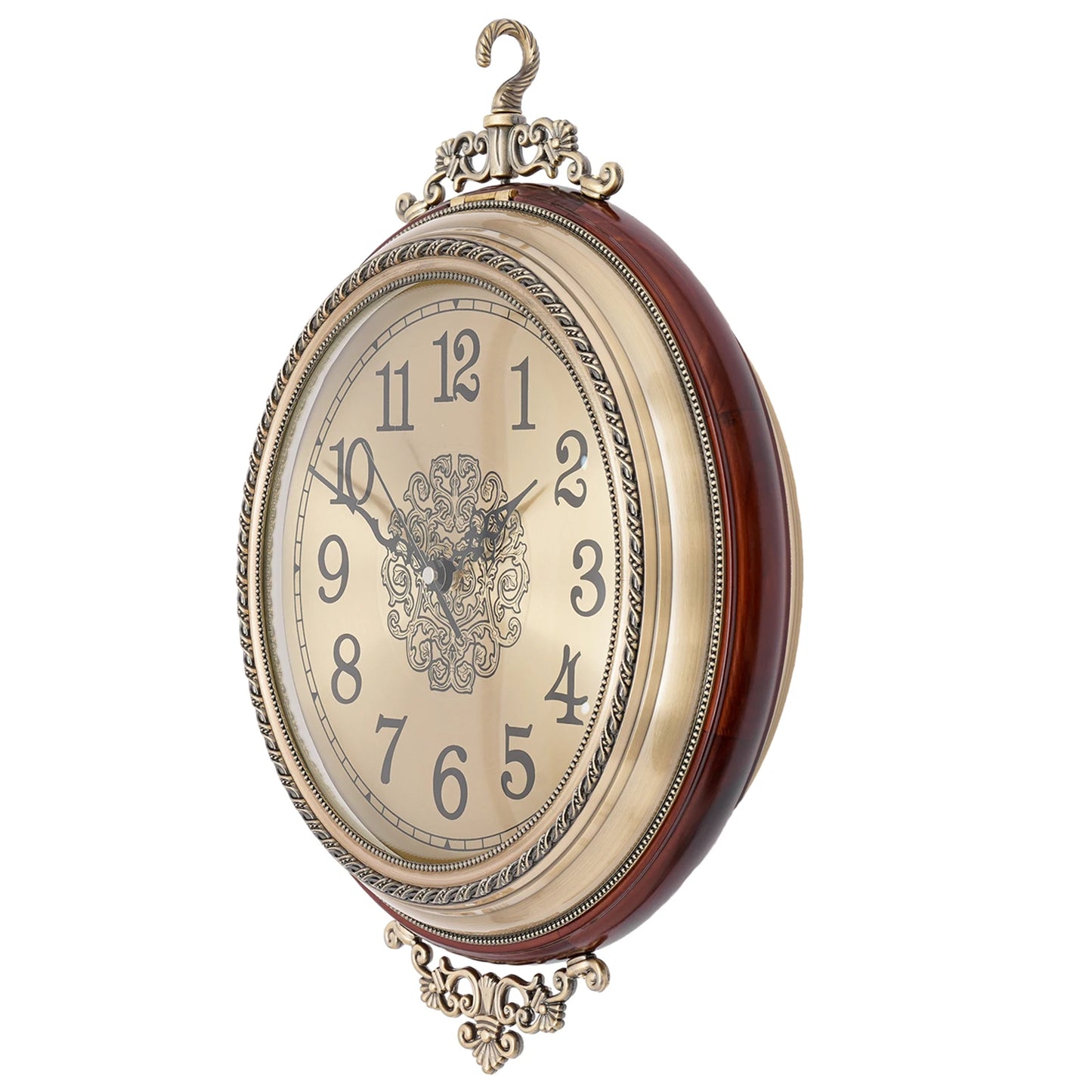 Vintage Double Sided Wall Clock Brown Round