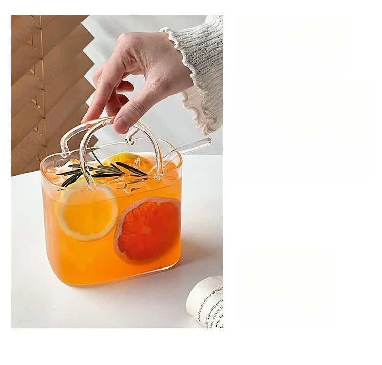 Creative Portable Handbag Glass Cup with Straw