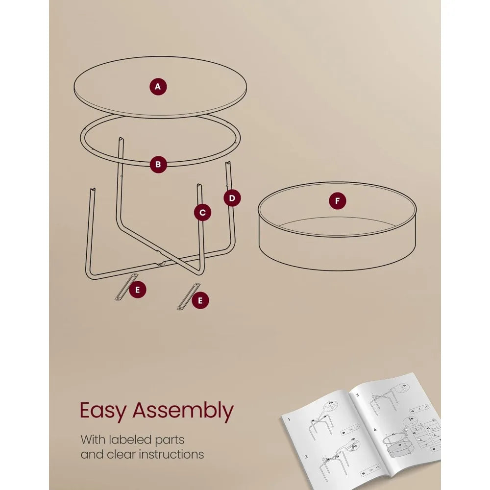 Coffee Table with Storage, Round Center Table