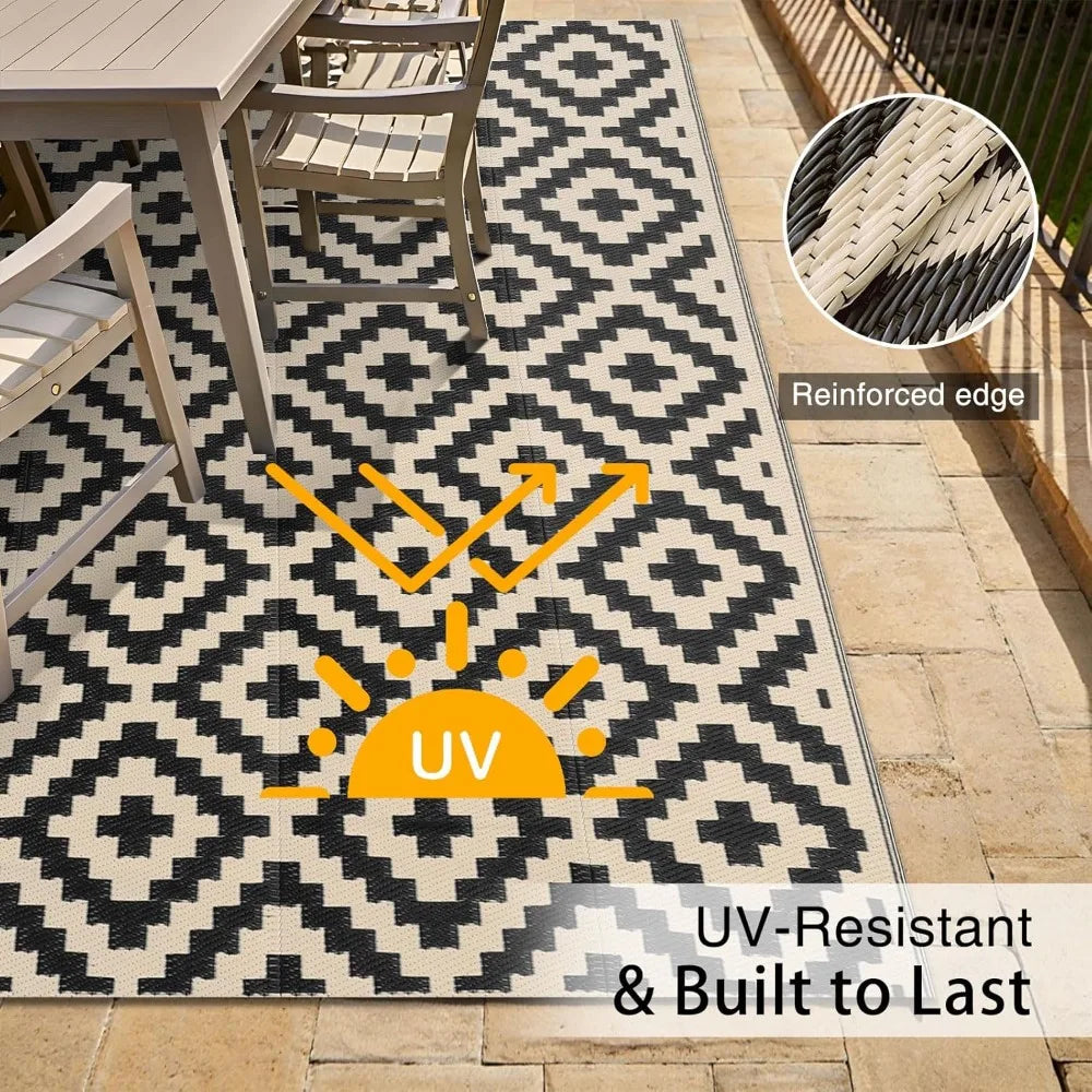 Waterproof Outdoor Rug 5x8 ft, Outdoor Plastic Straw Rug