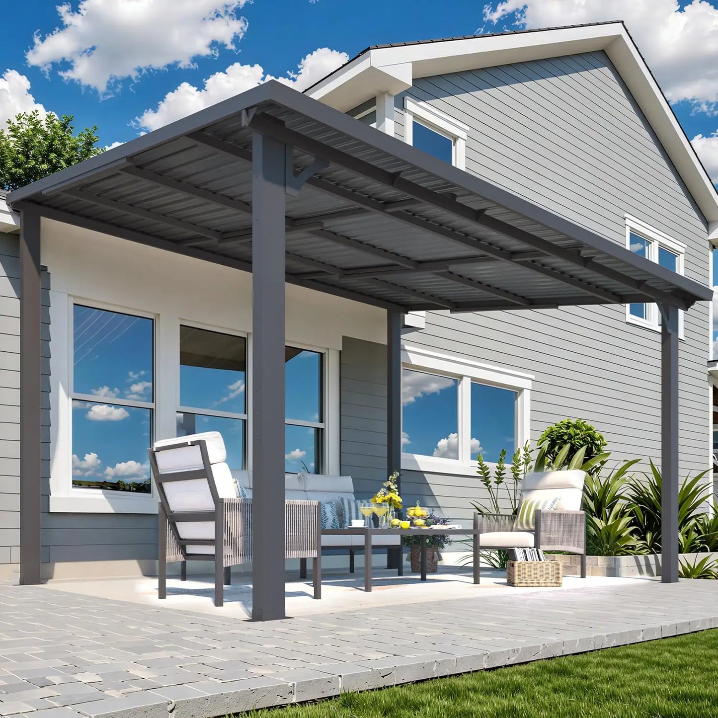 Wall Gazebo12’ x 10’, Hard Top Pergola on Clearance