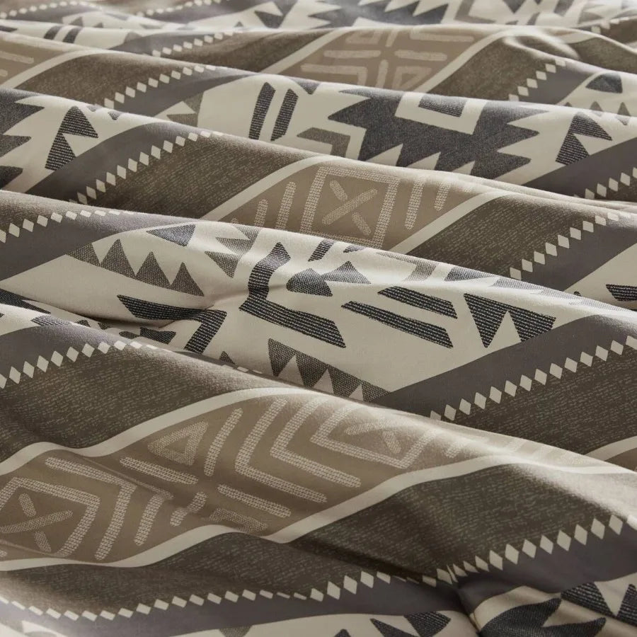 5 Piece Stripe Herringbone Comforter Set with Throw Pillows