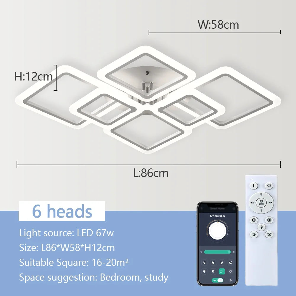 Modern LED Ceiling Light Acrylic square Dimmable Smart Ceiling Pendant Lamp Living Room Lights For Bedroom Dining Room Luminaire