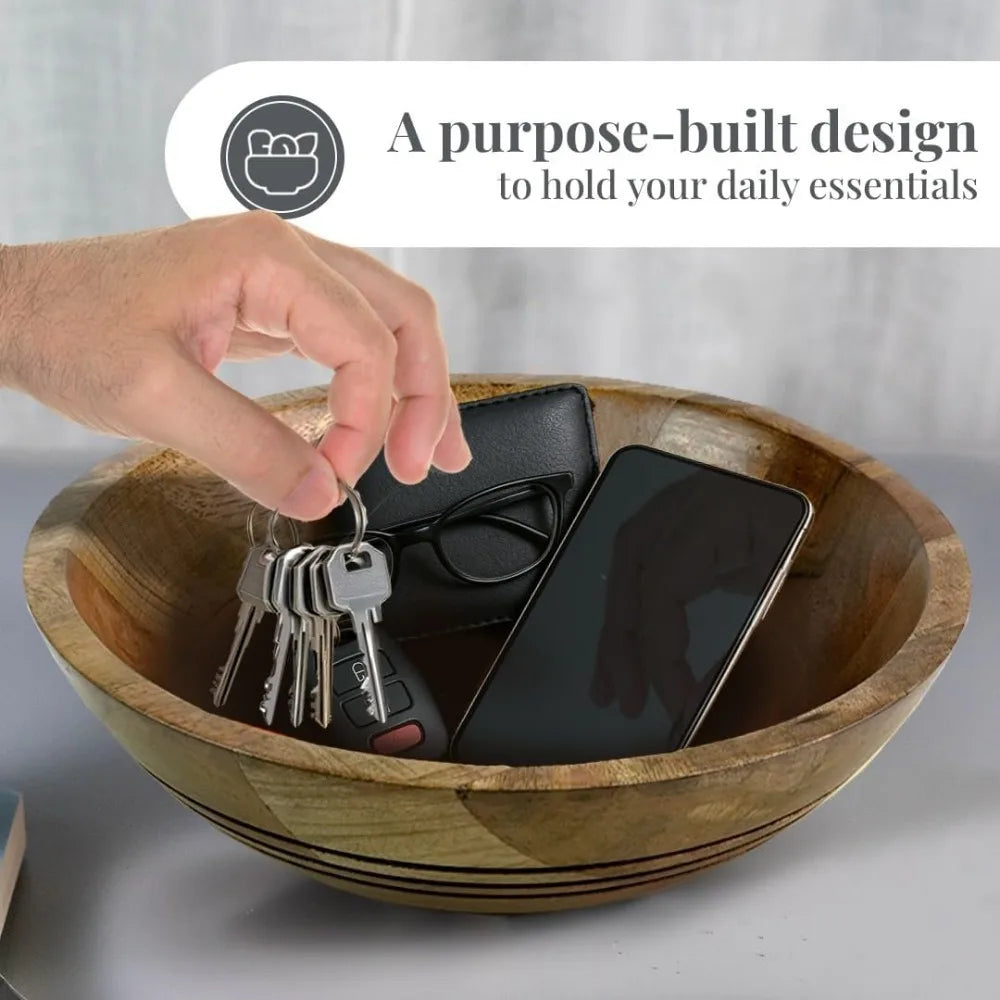 Large 11" Eco-Friendly Mango Wood Fruit Bowl