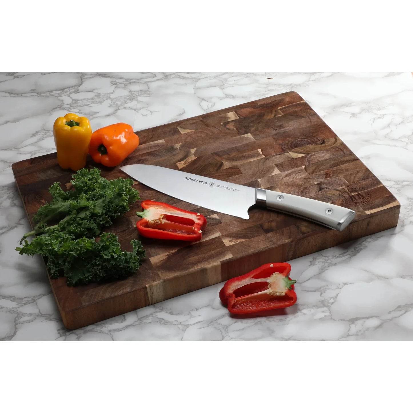 18 Inch Acacia End-Grain Cutting Board, Reversible Wood Butcher Block