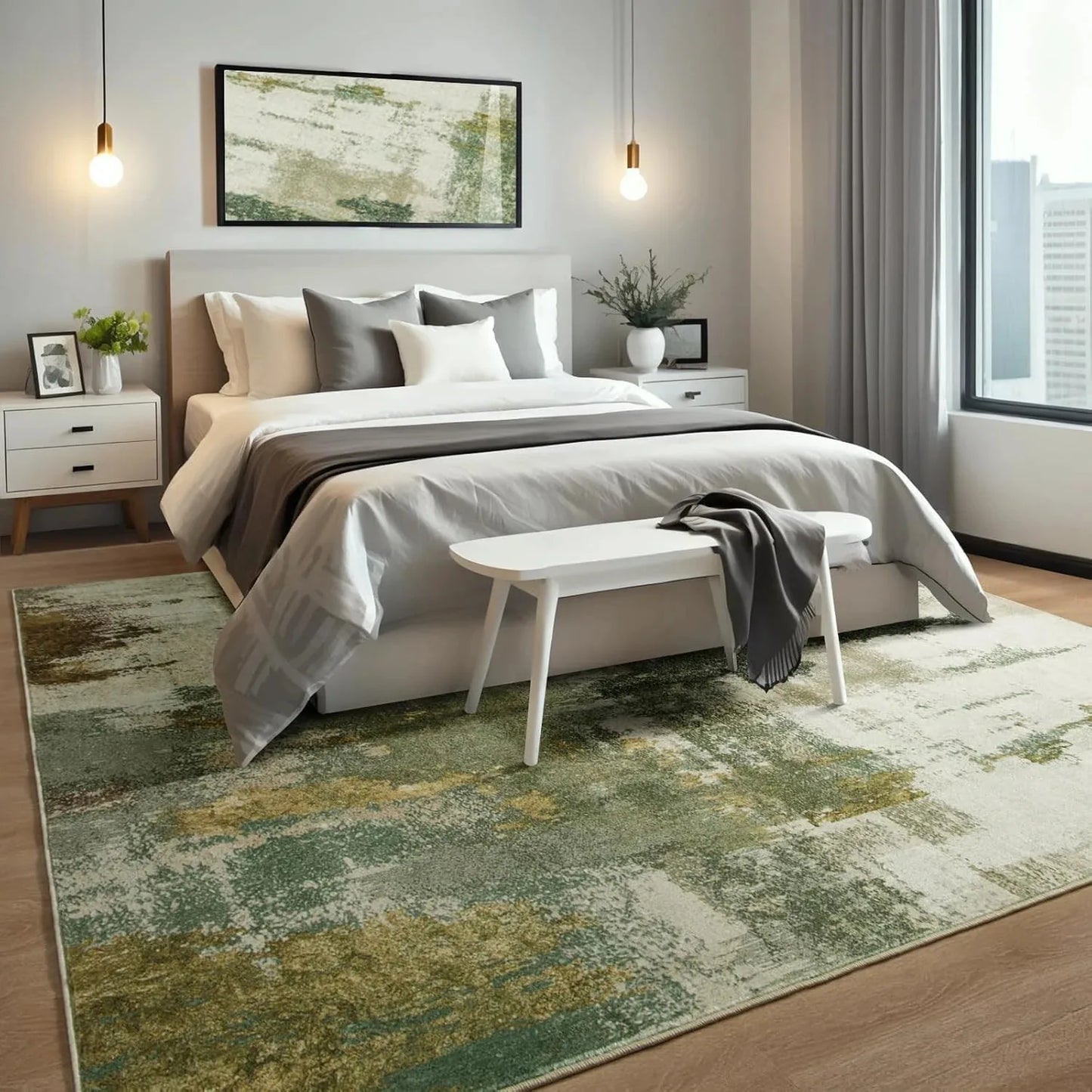 Area Rugs Machine Washable Non-Slip Rubber Backing