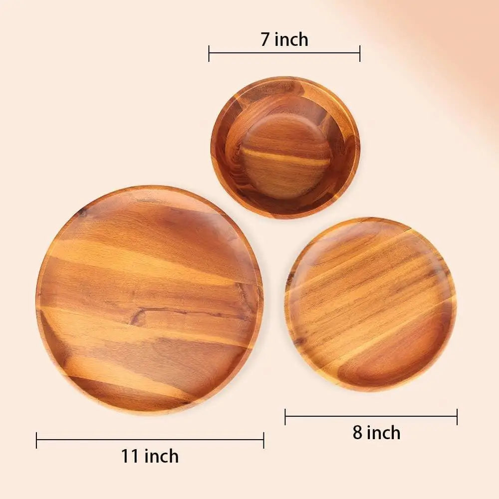 12pcs Acacia Wood Dinnerware Set