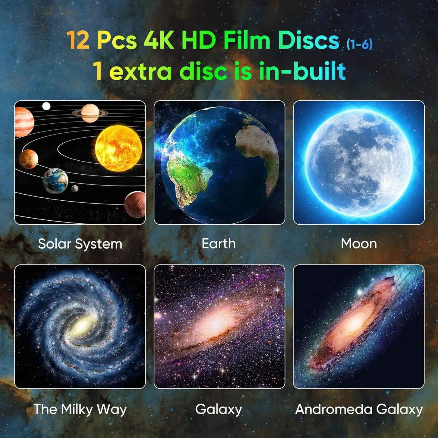 Galaxy Projector, HD Image, 13 Film Discs