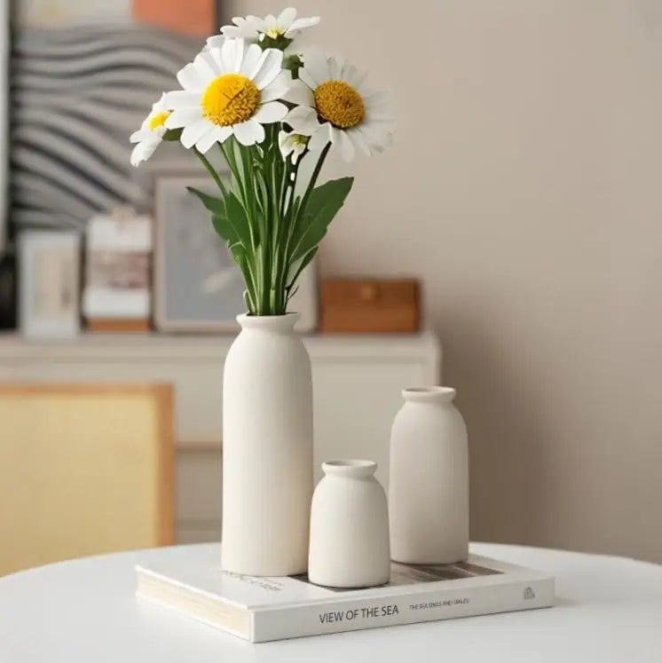 3-Piece Ceramic Vase Set, Small Flower Vases