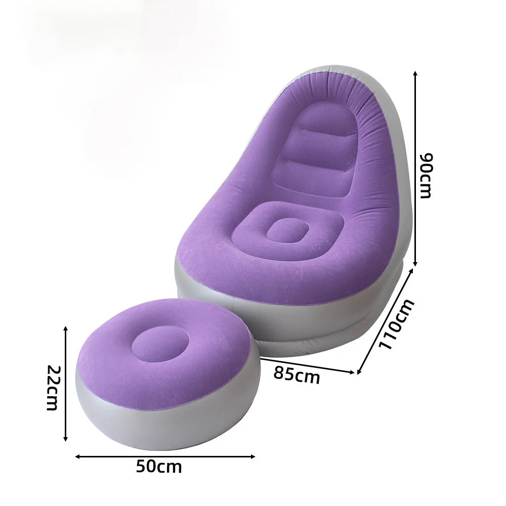 Inflatable Flocking Lazy Sofa Set with Foot Stool