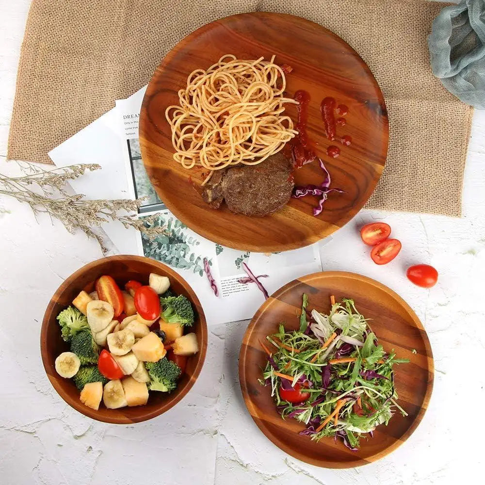 12pcs Acacia Wood Dinnerware Set