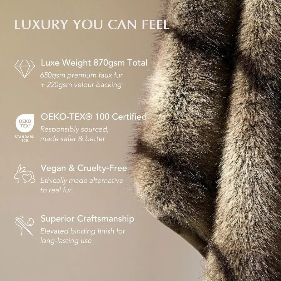 Luxury Faux Fur Throw Blanket, Soft Fluffy Faux Mink Blankets
